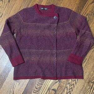 Woolrich Lambswool Cardigan Petite Asymmetrical Button Rustic Cabin Sweater SZ S